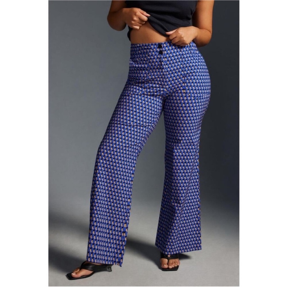 NWT Maeve Anthropologie The Namoi Printed Wide Leg Flare Pants 16P